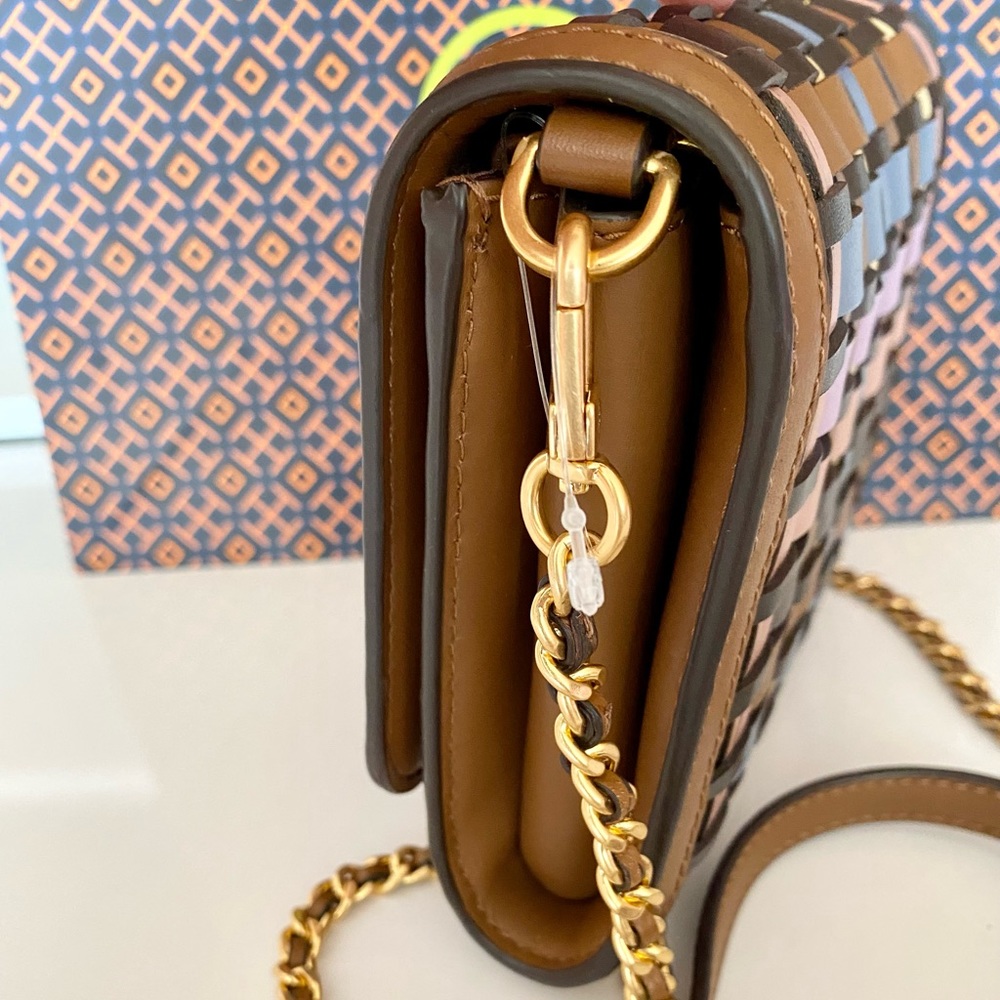 🚫SOLD🚫🏅NEW🏅🌈Tory Burch Britten Woven chain wallet bag/crossbody bag - Picture 8 of 10